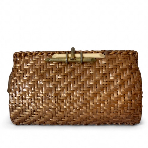 Rodo Italy Vintage Woven Glazed Wicker Mid-Century Italian Clutch Bag - Picture 3 of 12